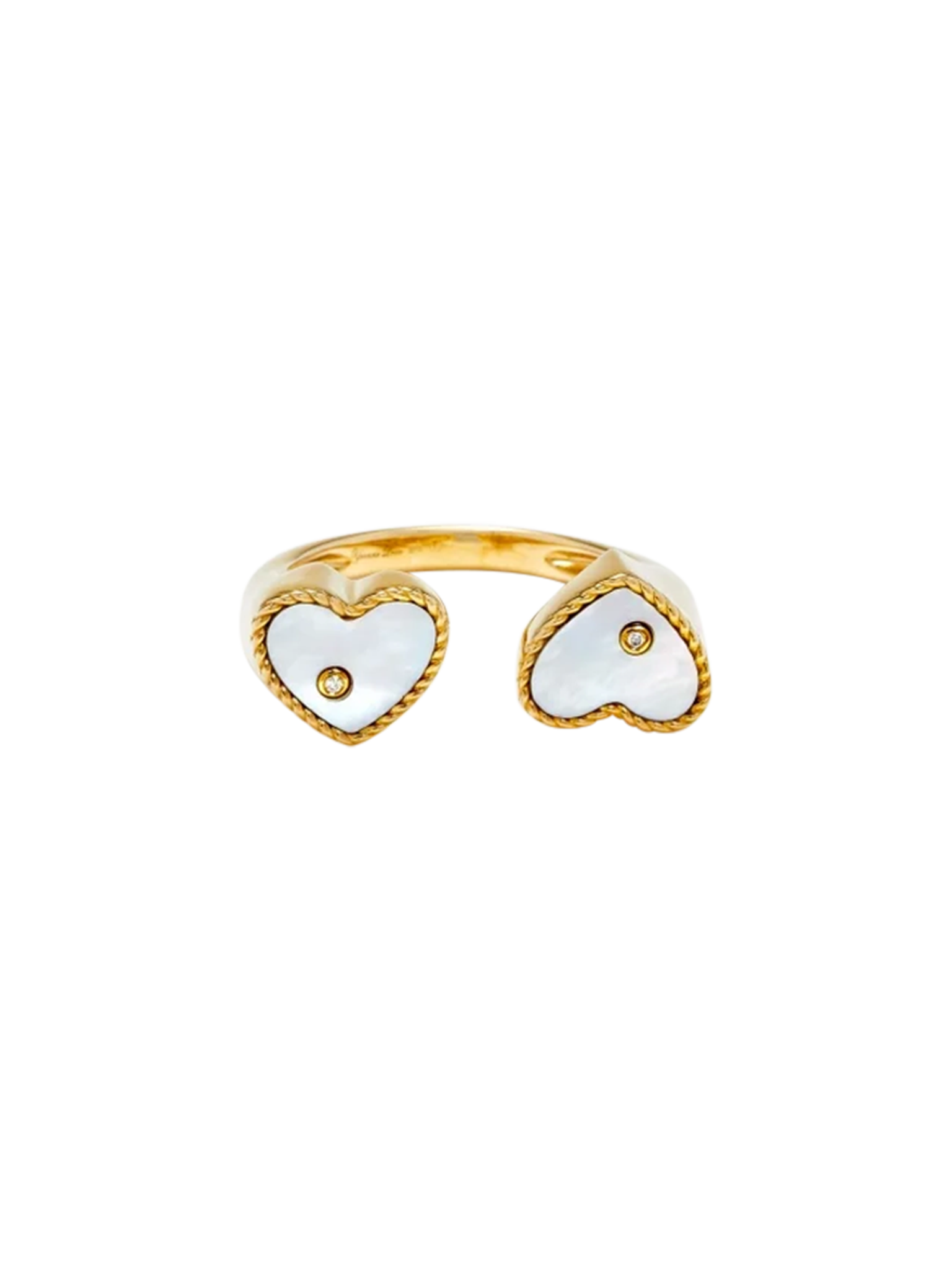 Ring you & me mother-of-pearl heart yellow gold